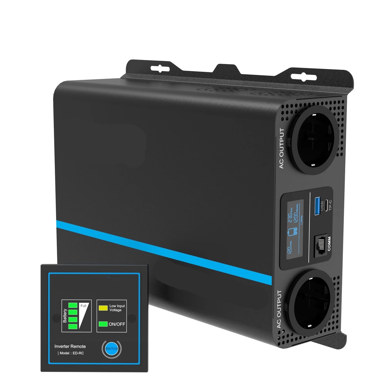 Zuivere Sinusgolf Omvormer – Stroomomzetter – Inverter – 12V Naar 220V – 1200W Continu Vermogen – Dubbele USB Poorten - QUORE