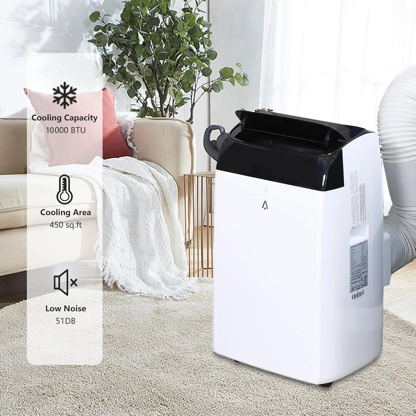Mobiele Airco – Koelventilator – Draagbare Airconditioner – Luchtontvochtiger – 10000 BTU - Voor Ruimtes Tot 45 m² – Programmeerbare Timer – Afstandsbediening - QUORE