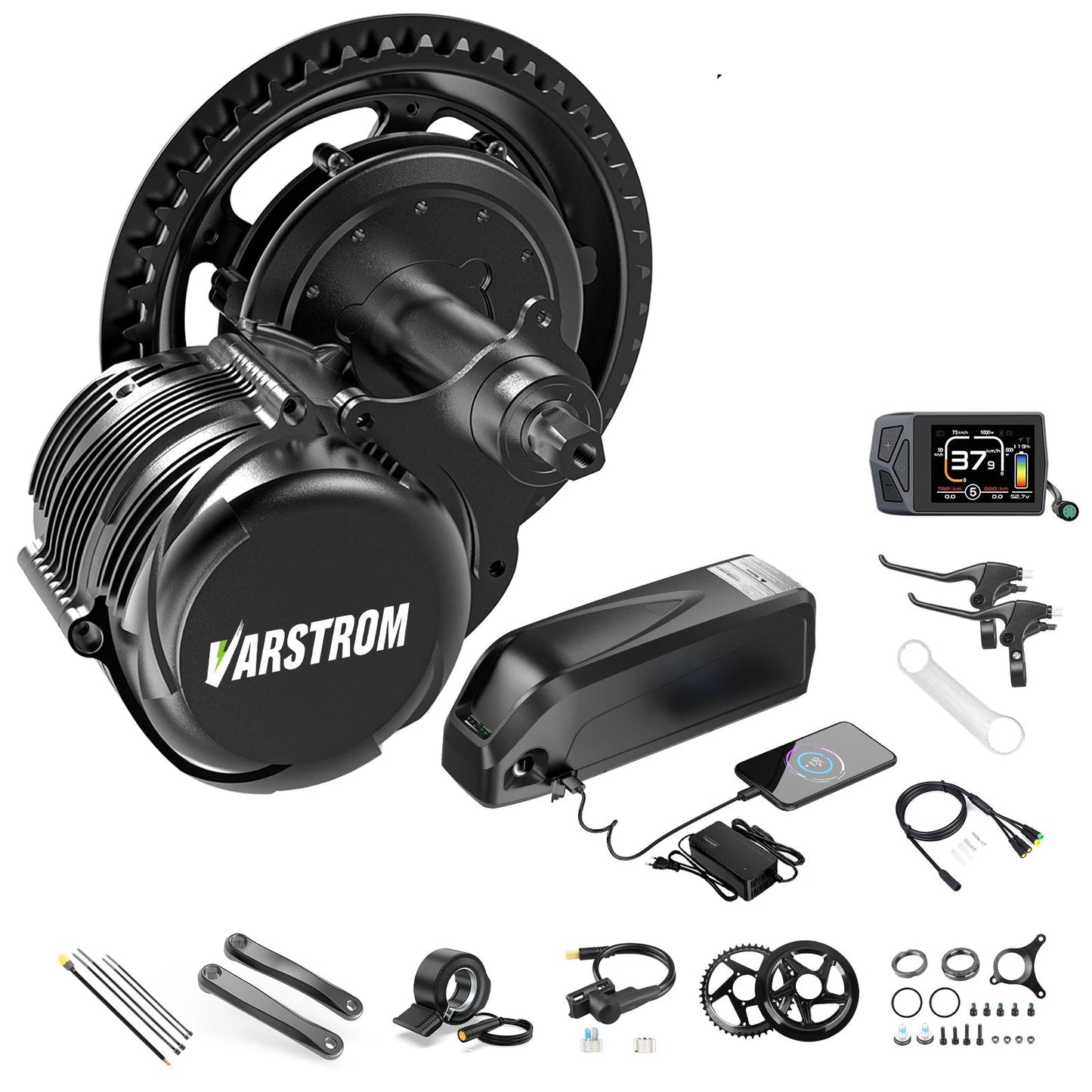 E-bike Conversiekit – Elektrische Fiets Motor – Middenmotor – Ebike Ombouwset – Fiets Conversieset – 48V 750W Krachtige Ondersteuning – Torque Sensor - QUORE