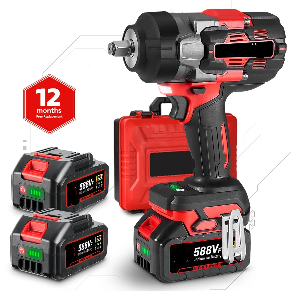 Slagmoersleutel - met Accu - Slagschroevendraaier - Brushless - 2800Nm Draadloze - 1/2 Inch - Elektrische - Koppel -18V Batterij - Handgereedschap - Zonder Batterij - Rood