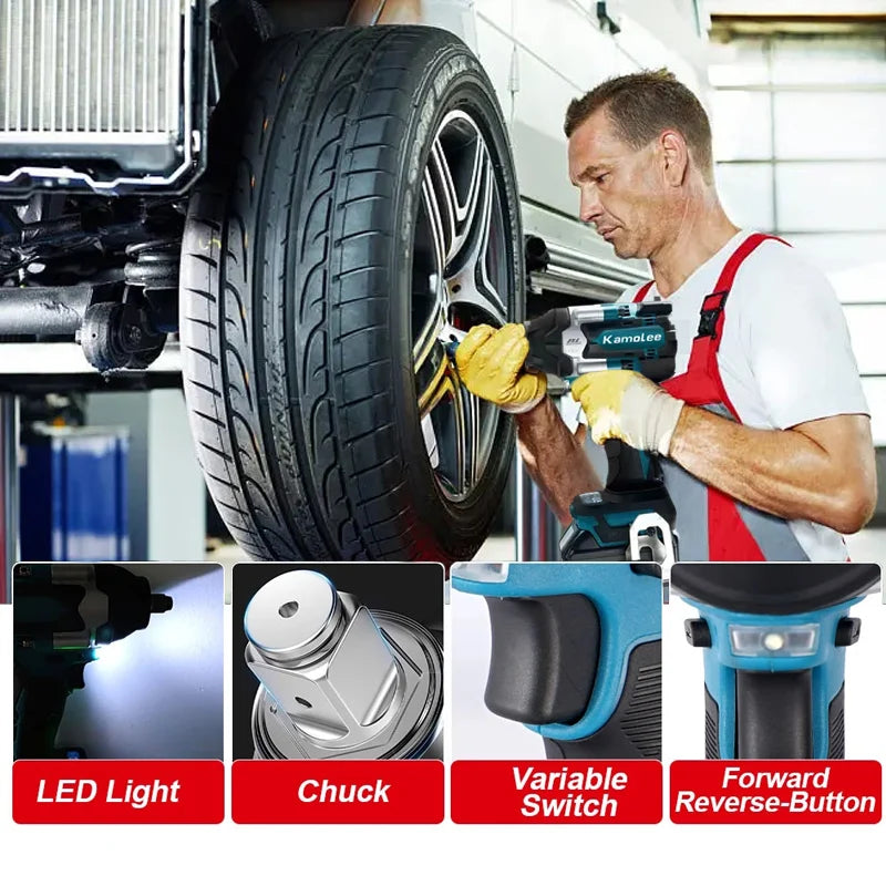 Slagmoersleutel – Accu Slagschroevendraaier – Impact Wrench – Elektrische Momentsleutel – 18V 2x 5.0Ah Batterijen – Maximaal Koppel 1800 Nm – Brushless Motor