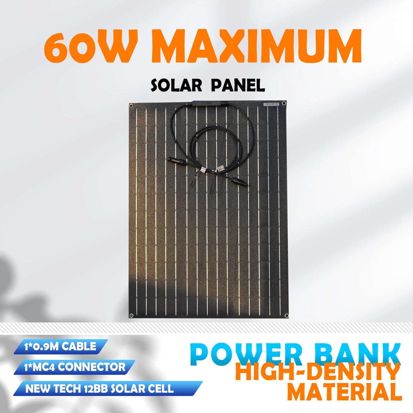 Zonnepanelen - Monokristallijne Zonnepaneel - Draagbaar Zonnepaneel - Flexibele - 60W - 18V - Zonnecel - Zonnecollector - 2PC