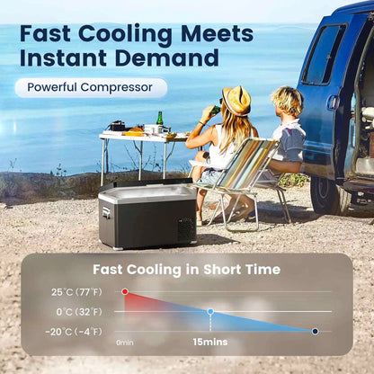 Auto Koelbox - Koelbox - Camping Koelkast - Auto Koelbox Compressor - Draagbare - 12V/24V - 40L - met Vriesfunctie - -20°C tot +20°C - Standaard - QUORE
