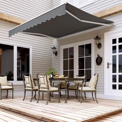 Luifel Zonnescherm - Terrasscherm - Zonneluifel - Handmatig - Uitschuifbaar - 300x250cm – Grijs Zonnescherm met UV50+ Bescherming – Vouwbaar en Weerbestendig