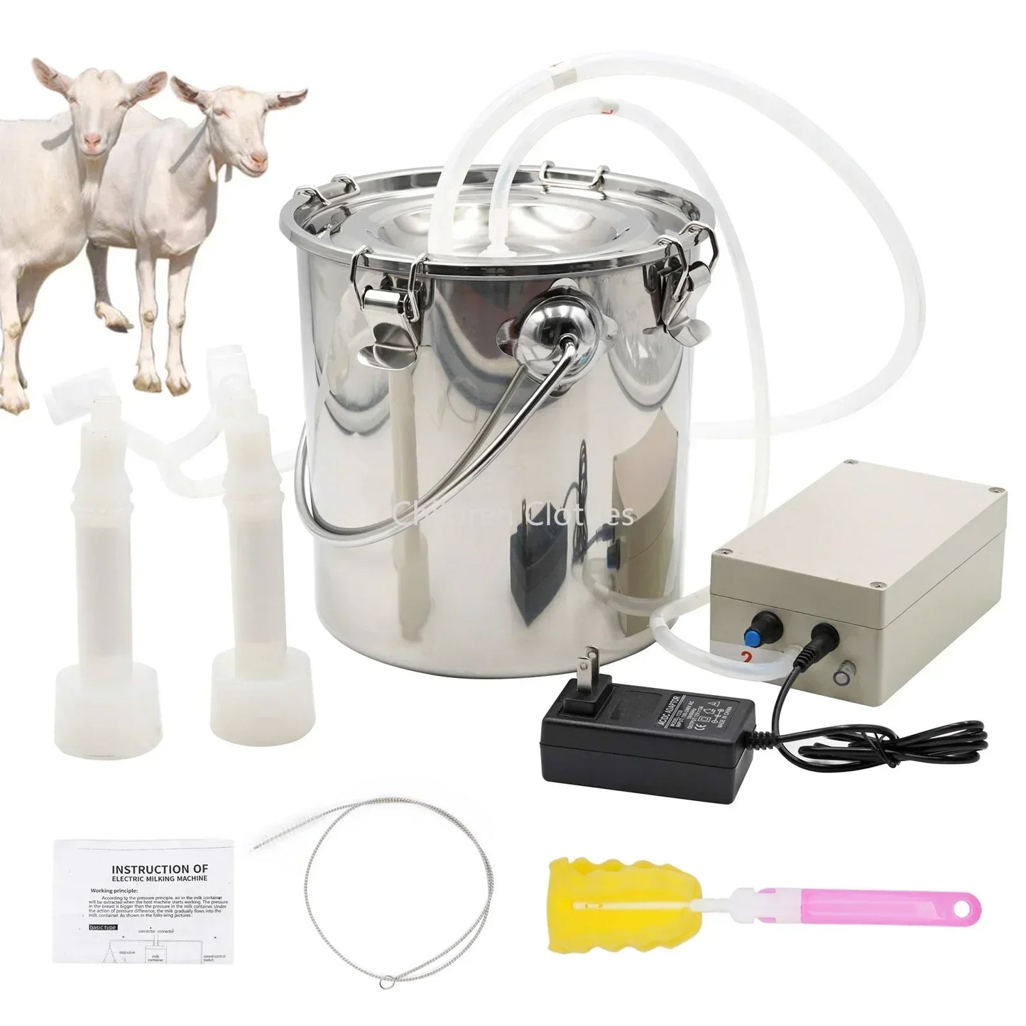 Melkmachine – Elektrische Melkset – Geitenmelker – Koeienmelker – Melkoplossing – 5 Liter Inhoud – Roestvrijstalen Melkkan