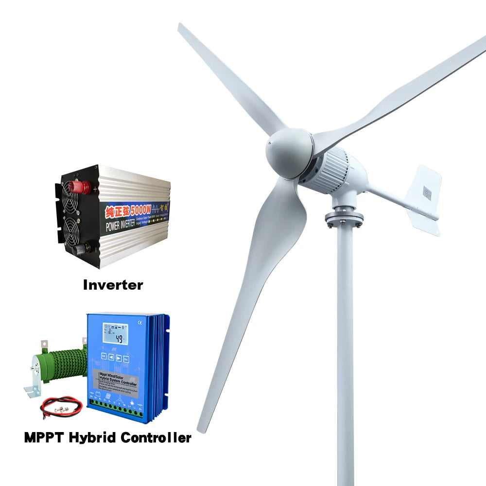 Verticale Windturbine – Horizontale Windmolen – Mini Windgenerator – Windkracht Turbine – 8000W Vermogen – 48V - Off-grid Systeem