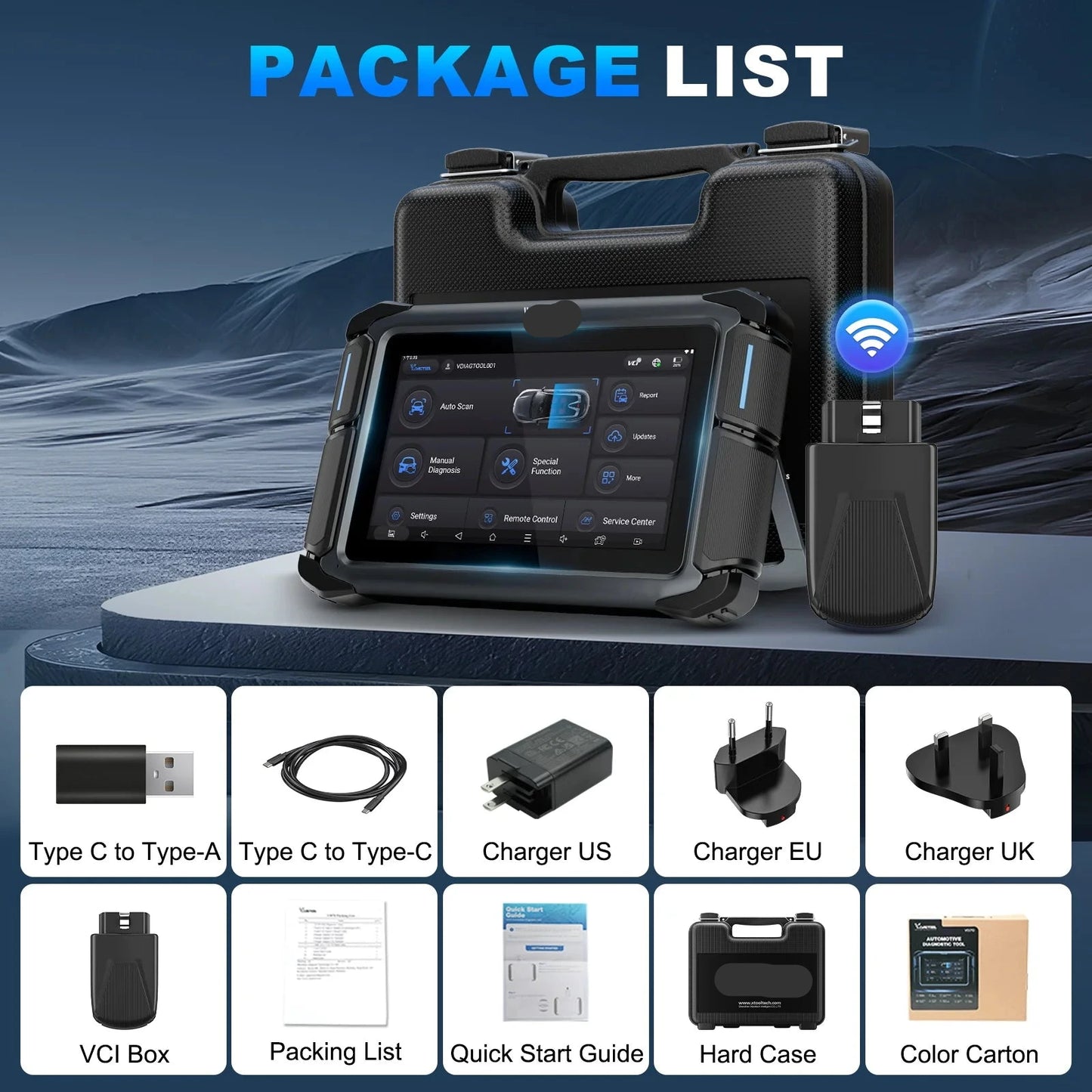 Autodiagnosescanner – OBD2 Scanner – Voertuigdiagnose – Foutcode Uitlezer – Draadloos Bluetooth – 7 Inch Touchscreen