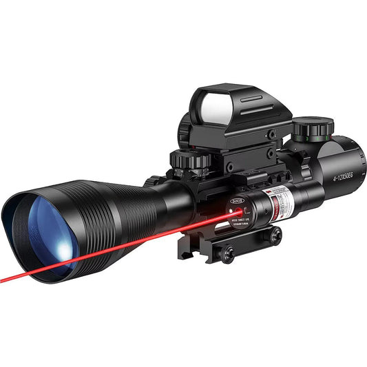 4-12x50 Scope Illuminated Rangefinder Reticle Rifle Holographic 4 Reticle Sight 20mm Red Grenn Laser For Hunting - QUORE