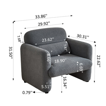 Relaxstoel – Lounge Stoel – Fauteuil – Stoel – Leesstoel – Zacht Stof – Houten Frame – Comfortabele Kussens - Donkergrijs