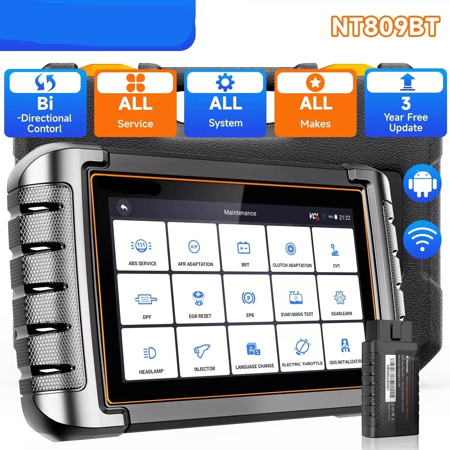 OBD2 Scanner - Diagnosecomputer - OBD - All System Scan - Bi-directionele Test - 30+ Resets - Bidirectionele Functies - 7 Inch - Touchscreen