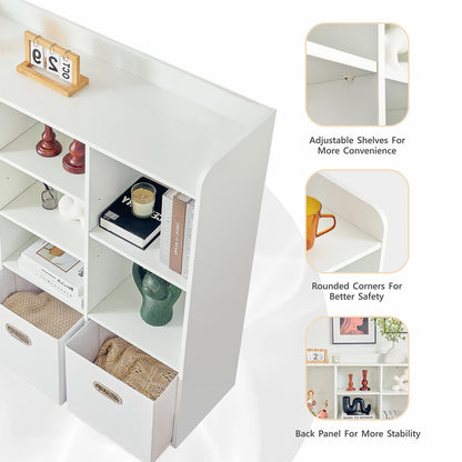 Houten Kubusopberger – Kubusboekenkast – Opbergkast – Houten Kast – Opbergbox – 7 Ruime Vakken – Verstelbare Plank - Wit