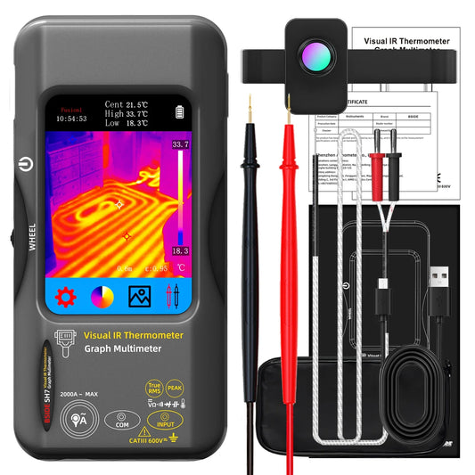 2-in-1 Thermische Camera – Digitale Multimeter – Warmtebeeldcamera – Elektrische Tester – Macro Lens – 320x320 Resolutie – 20000 Counts Nauwkeurig Meten - QUORE