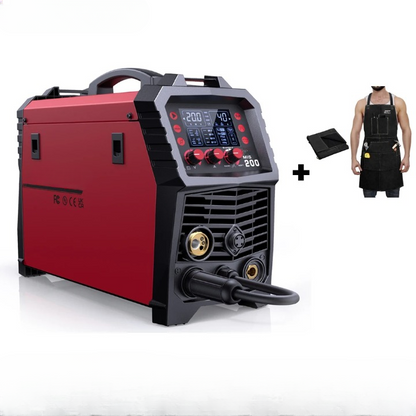 6-In-1 MIG-Lasmachine – MIG-Lasser – TIG-Lasser – MMA-Lasser – Spotlasser – 220V – Synergische Digitale Besturing - Met Leren Schort - QUORE