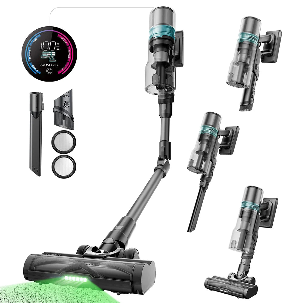 Draadloze Steelstofzuiger – Steelstofzuiger – Snoerloze Stofzuiger – Handstofzuiger – Krachtige Zuigmotor – 55 Min Batterijduur – Green Laser Technologie