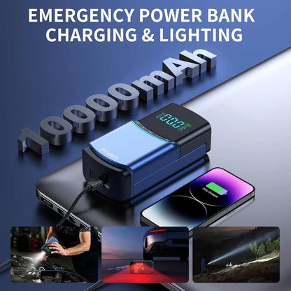 BUVAYE 4 in 1 Car Jump Starter Air Pump 150PSI Tyre Compressor 2000A Starter Device 10000mAh Power bank Digital Inflatable Pump - QUORE