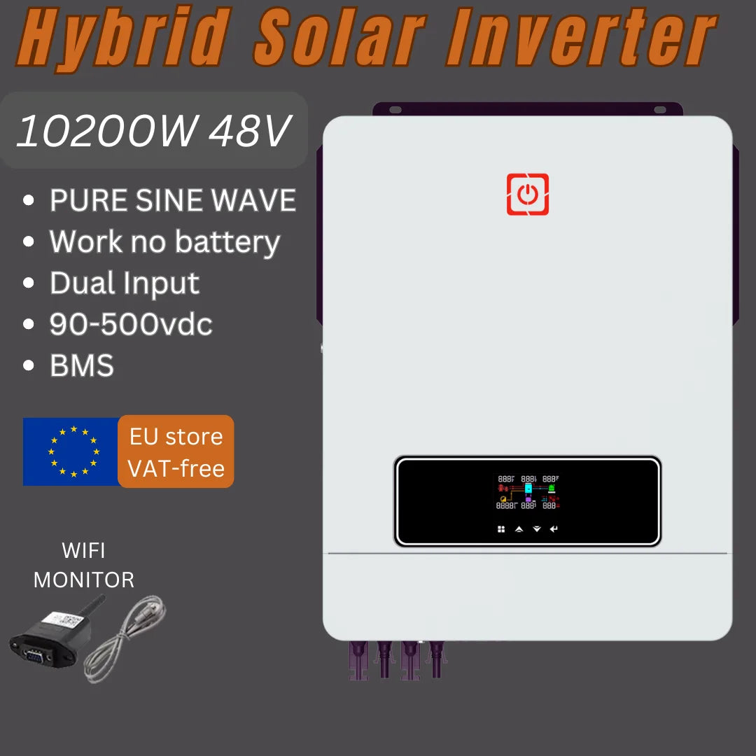 Hybrid Solar Inverter – Zonne-energie Omvormer – Zonnepaneel Converter – Energiebeheer – 10.2KW Output – MPPT 160A Regelaar