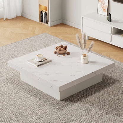 Salontafels - Bijzettafel - Kleine Tafel - Tafel - Woonkamer - 90 cm x 90 cm x 25 cm - Wit