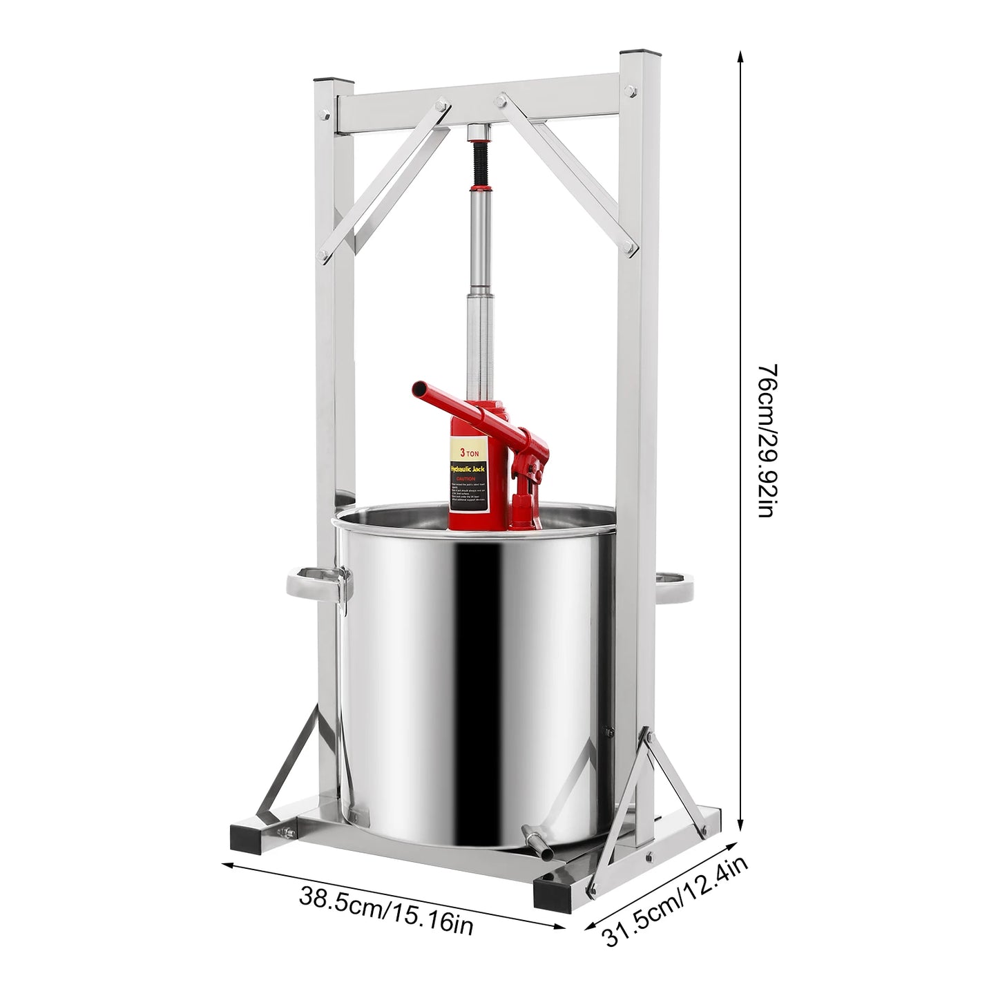 Hydraulische Juice Pers – Fruit Pers – Sap Pers – Wijn Pers – Puree Pers – 22 Liter Capaciteit – 3 Ton Drukvermogen