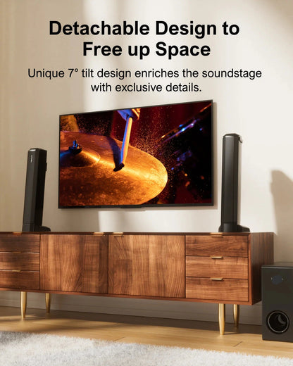 Soundbar - 4.1ch - Soundbar met Subwoofer - 2-in-1 - Soundbar voor TV - Bluetooth - 200W - Afneembare - Zwart