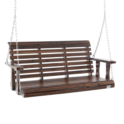 Swing bench - Porch swing - Double swing chair - Wood - Garden furniture - Weatherproof - Porch swing chair - Outdoor patio swing chair - With hanging chains - Load capacity 400 kg