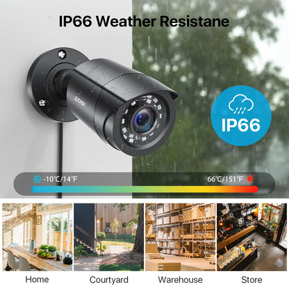 Beveiligingscamera - Draadloze Camera - Camerabewaking - Buiten Camera met Nachtzicht - 1080P Full HD - 4 Stuks Bullet Outdoor & Indoor - IP66 Weerbestendig - Wit - QUORE
