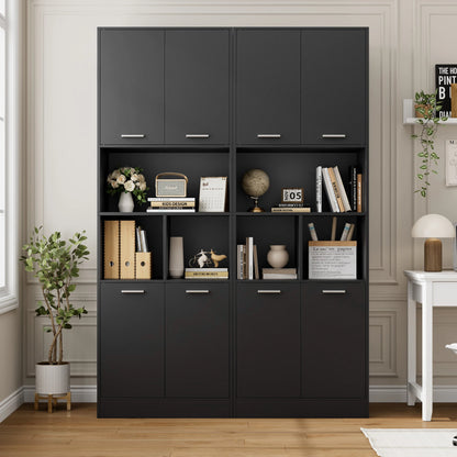Opbergkast - Kast - Hoge Kasten - Opbergkasten - Stellingkasten - 180.5 x 60 x 40 cm - Opbergrek - Met Deuren en Open Planken - Geschikt voor Badkamer, Woonkamer, Keuken - Wit - QUORE