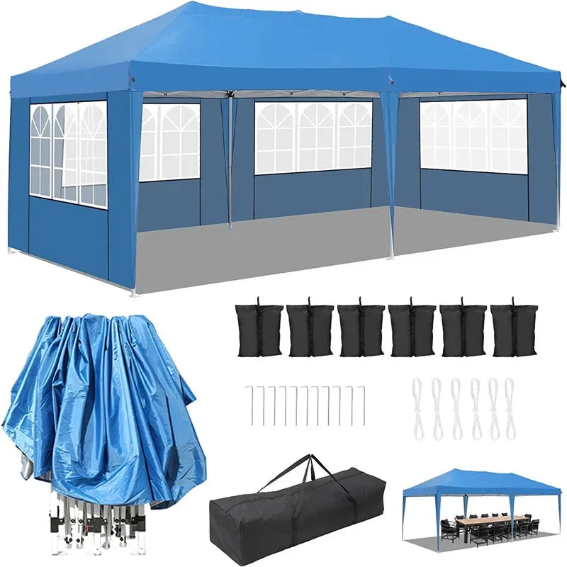 Partytent - Tent - Opvouwbaar - Pop up Tent - Paviljoen - Gazebo - Waterdicht - 3x6M - 420D Oxford – Voor Buiten & Bruiloften - Blauw