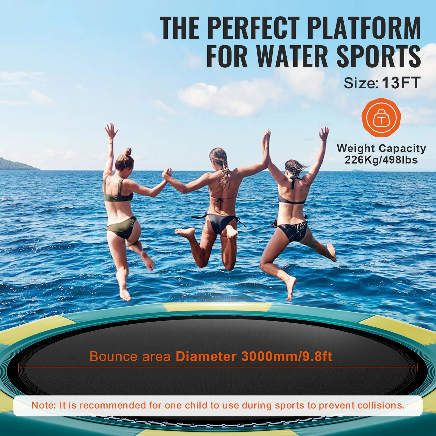Opblaasbare Waterspringplank – Waterspringkussen – Watertrampoline – Zwemplatform – Waterereloop – 13 Voet Lang – Duurzaam PVC Mesh