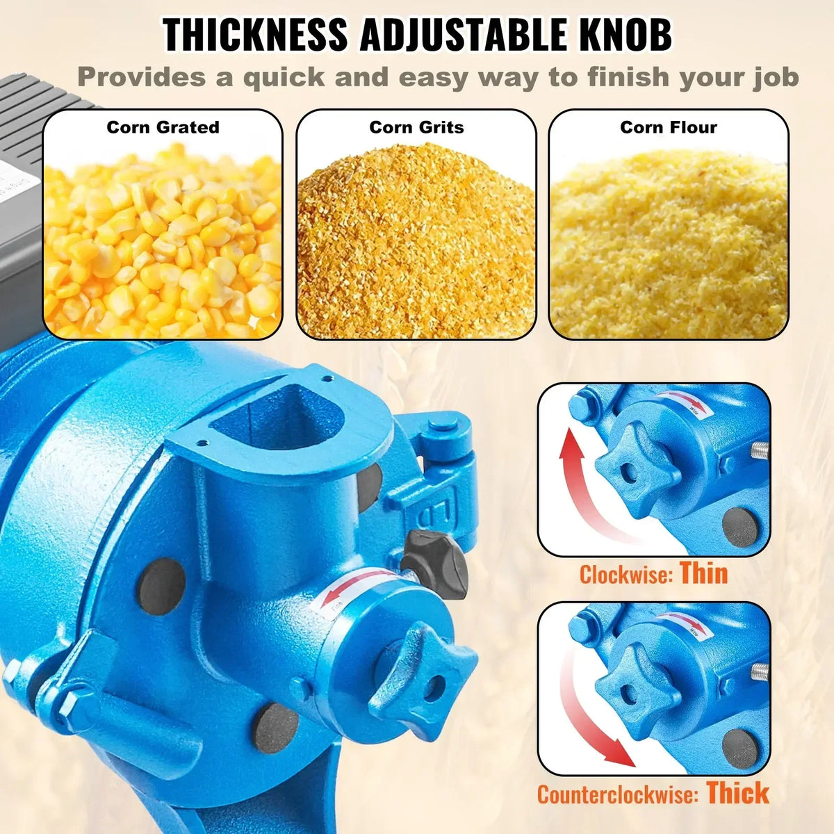 VEVOR 1500W 220V Electric Grain Grinder Corn Wheat Flour Cereal Mill Wet & Dry