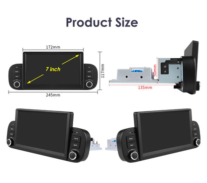 Multimedia Autoradio – Android Autoradio – 1Din Radio – Auto Entertainment Systeem – Fiat Panda 2013-2020 – Android 13 – 7 Inch Touchscreen