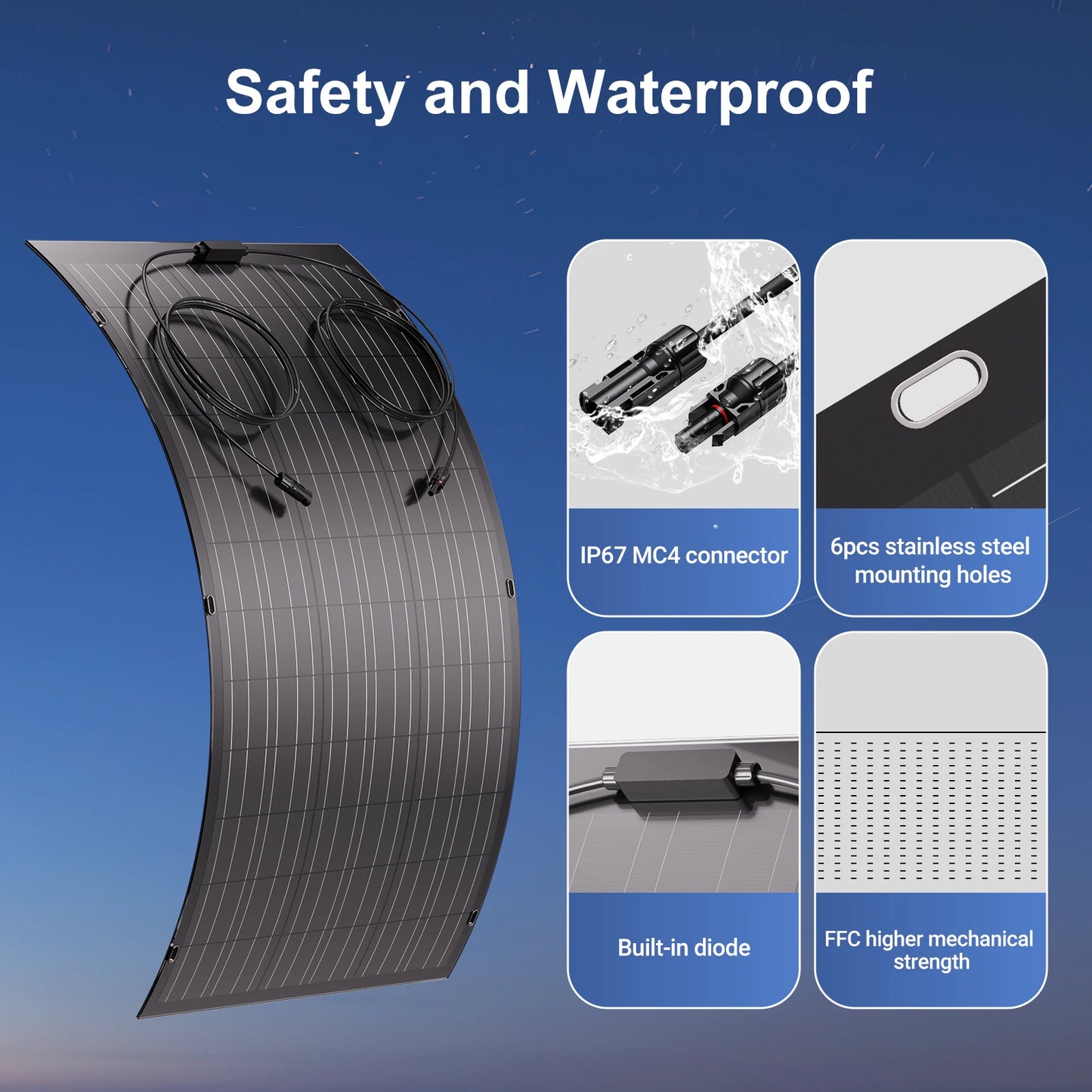 Zonnepanelen – Flexibele Zonnepanelen – Mobiele Zonnepanelen – Opvouwbare Zonnepanelen – Ultradunne Zonnepanelen – 2x 120W (240W Totaal) – IP67 Waterdicht – Hoog Vermogen