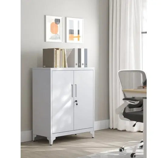 Kantoor Kast - Dossier Kast - Kantoor - Kantoorartikelen - Kast - Dressoir - Kasten - Opbergkasten Met Deuren - Boekenkast - Boeken Kast Merk - Lichtgrijs - QUORE