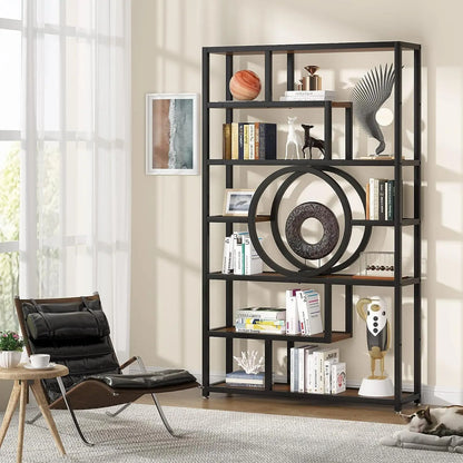 Boekenkast – Boekenkast Industriële Stijl – Opbergkast – Woonkamerkast – MDF En Staal - 110 x 30 x 184 cm - Zwart