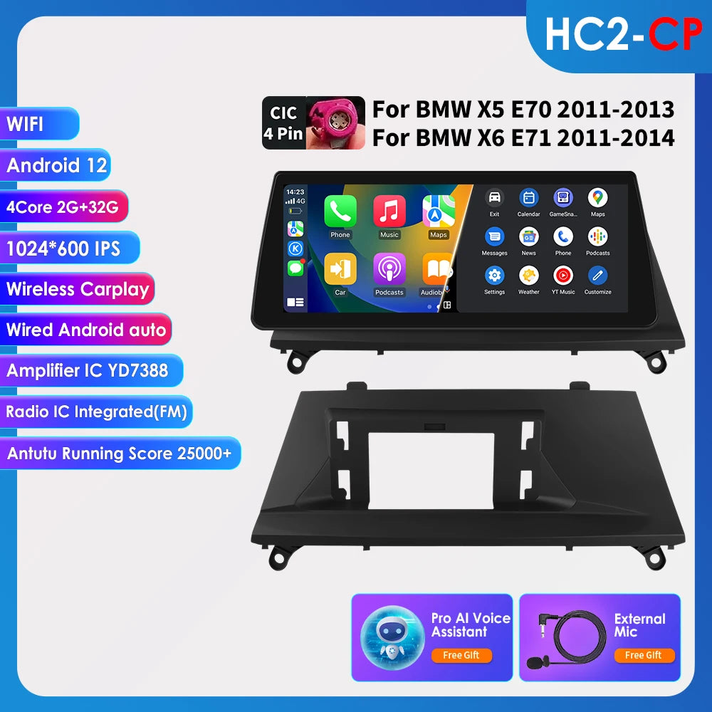 AI Intelligent Player 2 Din Android Car Radio Multimedia Video Player for BMW X5 E70 X6 E71 CCC CIC GPS Navi Carplay Auto 4G RDS - QUORE
