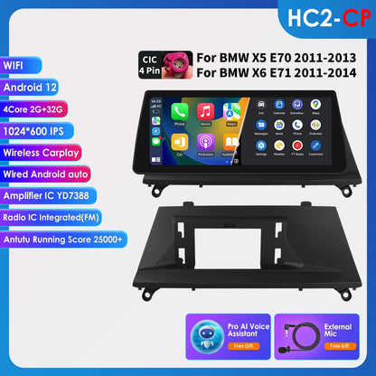 AI Intelligent Player 2 Din Android Car Radio Multimedia Video Player for BMW X5 E70 X6 E71 CCC CIC GPS Navi Carplay Auto 4G RDS - QUORE