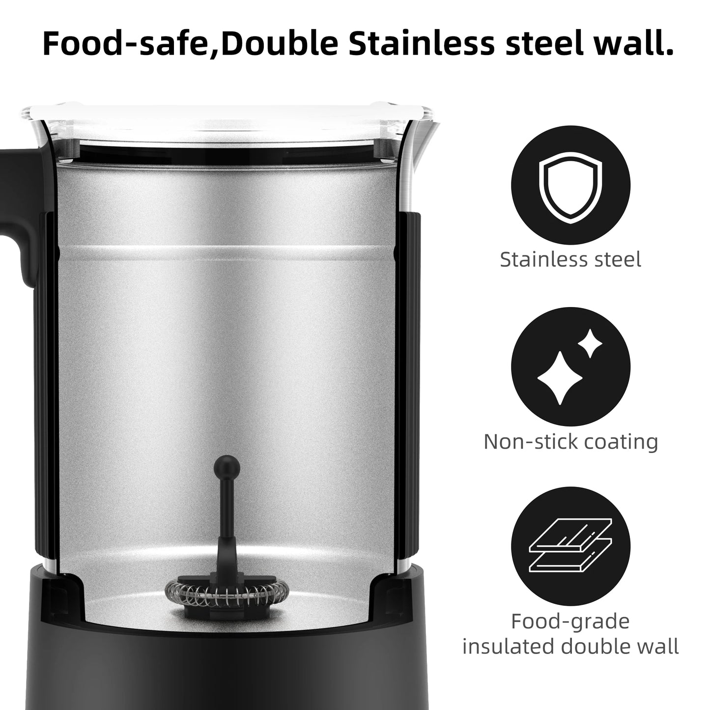 Melkopschuimer - Melkopschuimer Electrisch - Milk Frother - 5-in-1 – Warm & Koud Schuim – Warme Chocolademaker – Vaatwasserbestendig