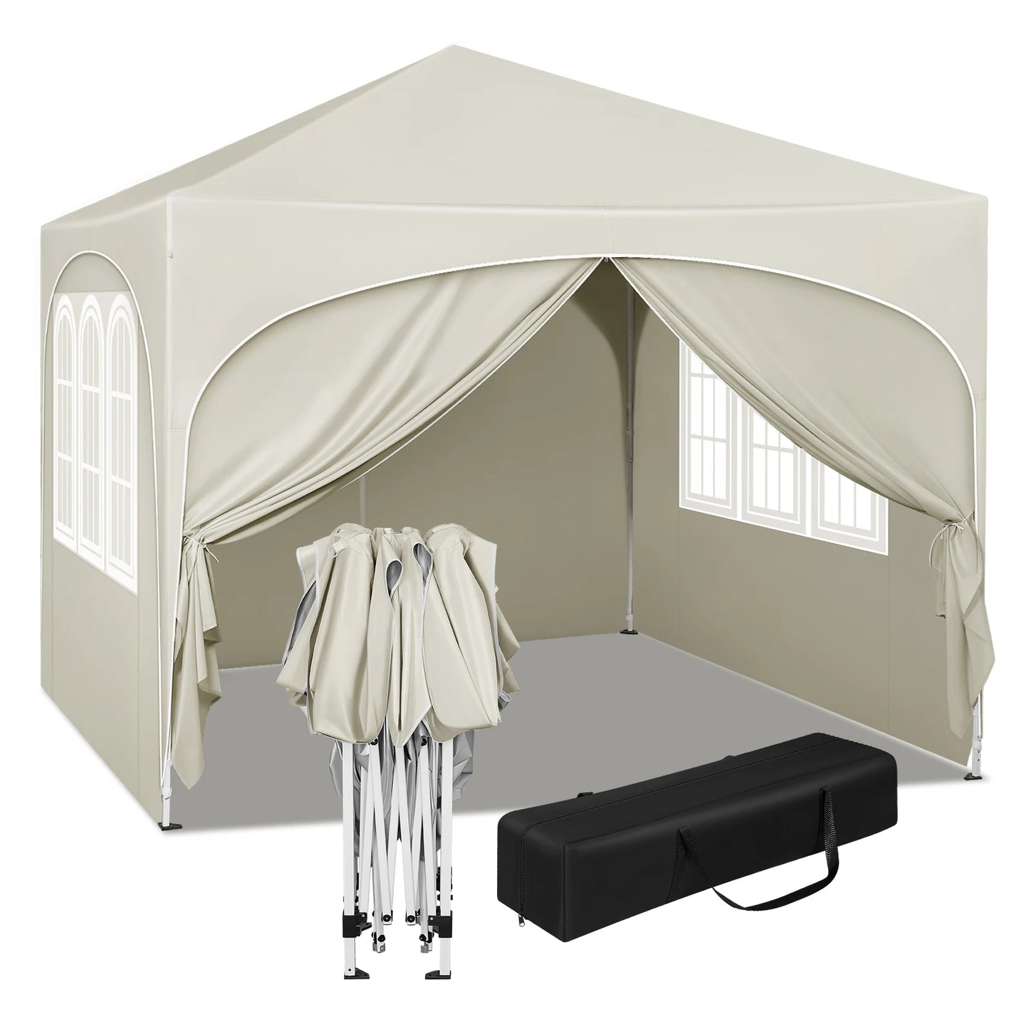 Partytent - Tent - Easy Up Partytent - Tuinpaviljoen - Pop-Up Party Tent - 3x3m - met 4 Zijwanden - Partytenten - Waterafstotende en UV-beschermde - Inklapbare – Opvouwbare - Hoogte Verstelbaar - Blauw - QUORE