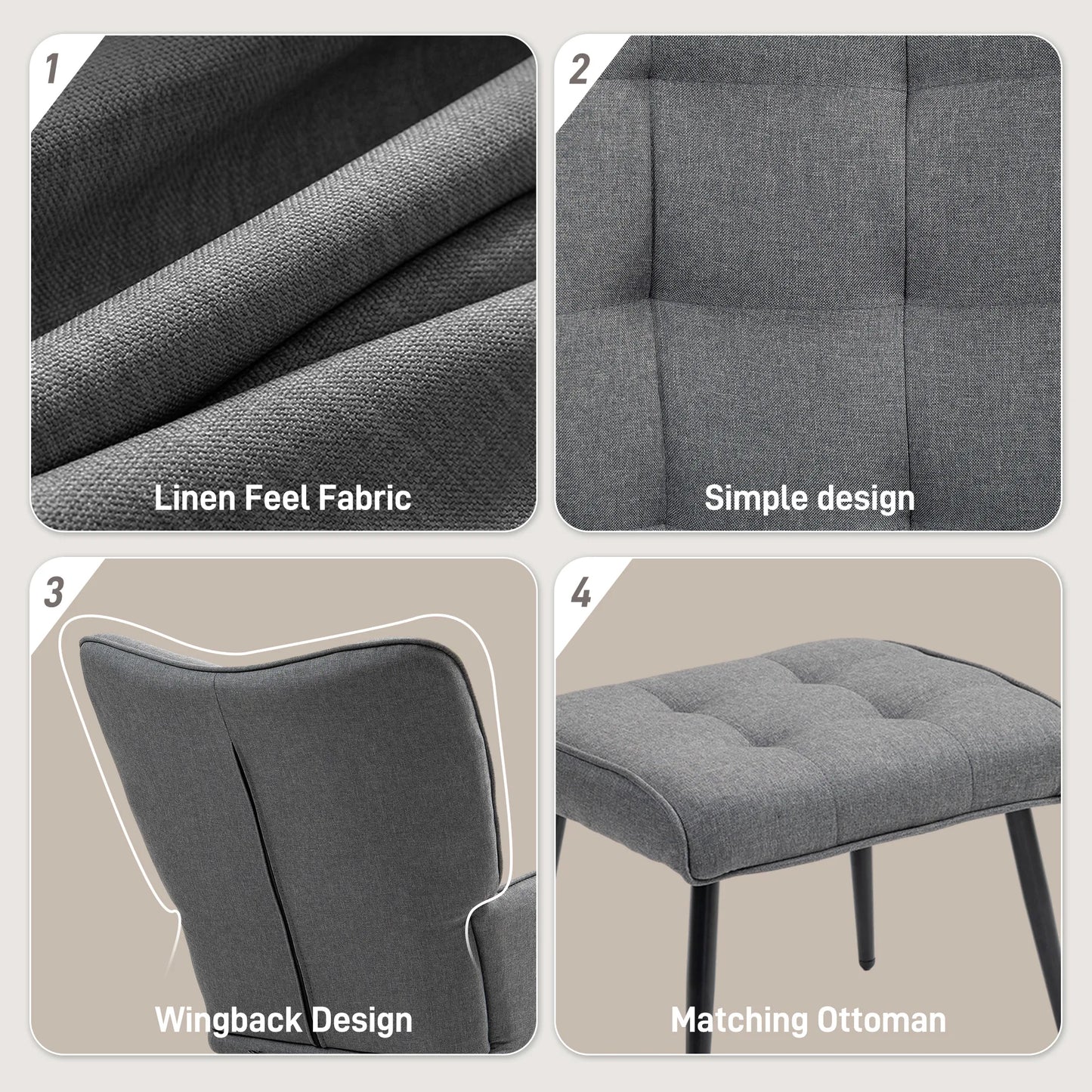 Schommelstoel – Relaxstoel – Lounge Stoel – Leesstoel – Voetenbank – Comfortabele Stoffering – Stevige Schommelbeweging