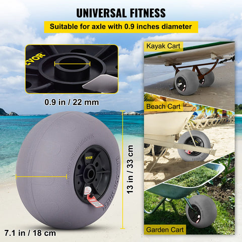 Vevor - Beach Balloon Wheels - Wheelbarrow Wheel - Transport - 13in Wheels - Replacement Sand Tires - TPU Cart Tires for Kayak, Dolly, Canoe and Buggy