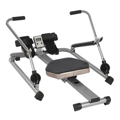 Hydraulische Roeimachine – Roeitrainer – Fitnessapparaat – Indoor Rower – Full Motion Roeimachine – Zwart – Verstelbare Weerstand 15-55kg – Stil en Compact Met LCD-Display
