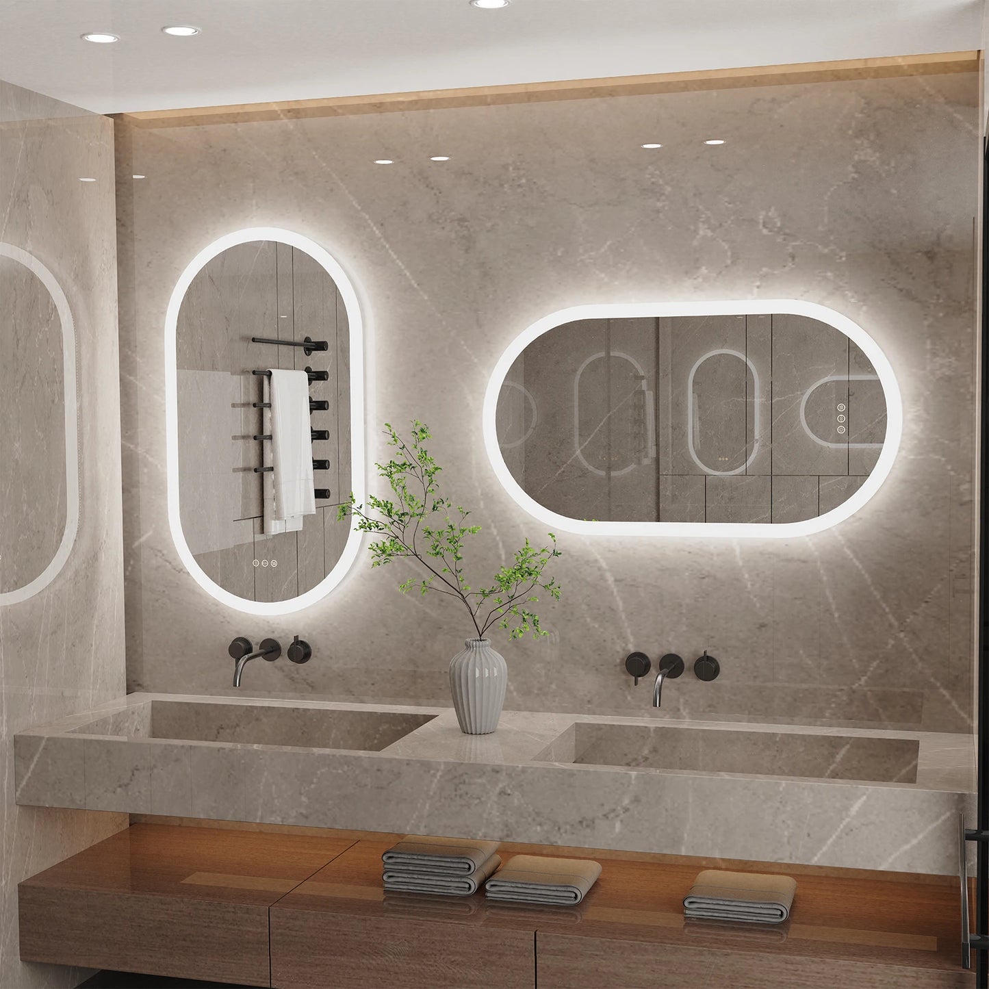 Badkamerspiegel – met Verlichting - Smart Spiegel - Dimbare Verlichting & Anti-condens - 120 x 60cm - Touch Sensor – IP44 Waterdicht