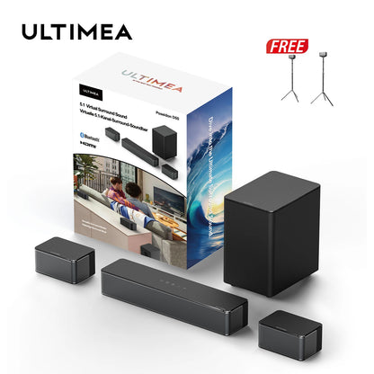 Soundbar - Speaker - Soundbars Draadloze Subwoofer & Achterluidsprekers - Box - 5.1 Virtuele Surround Soundbar – Home Theater 3D Surround Sound Systeem - QUORE
