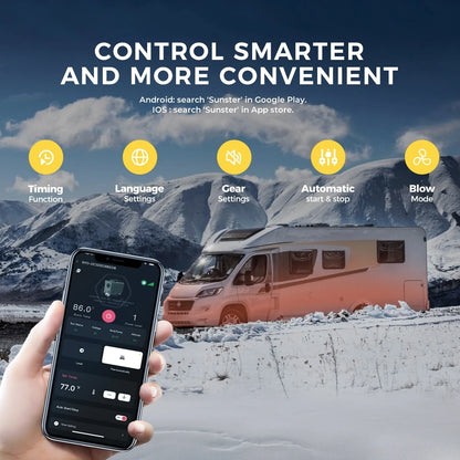 Diesel Luchtverwarmer – Diesel Verhitter – Parkeerhitter – Camper Verwarming – Nachtverwarmer – 8KW Vermogen – Bluetooth App & Thermostaatbediening - QUORE