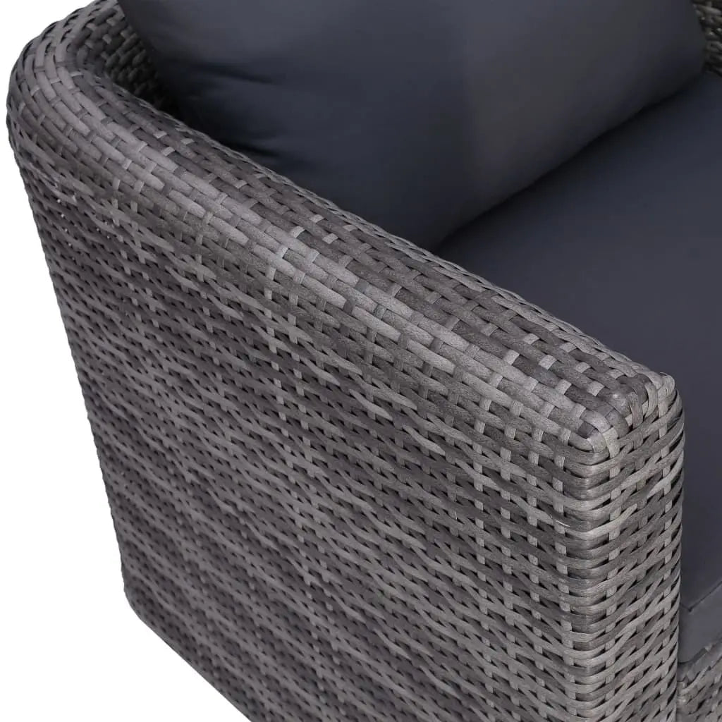 Tuinstoel – Geweven Tuinstoel – Outdoor Stoel – Balkonstoel – Weerbestendig – Lichtgewicht – Met Afneembare Kussens - 80 x 72 x 63 cm - Grijs