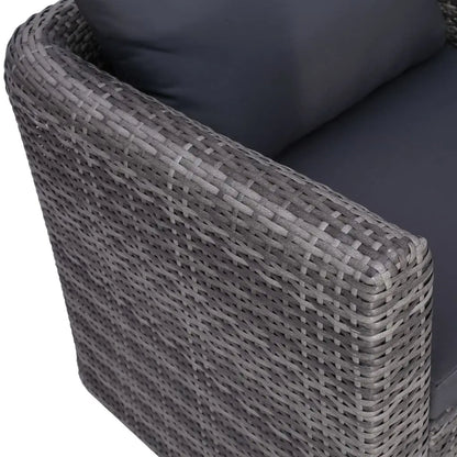 Tuinstoel – Geweven Tuinstoel – Outdoor Stoel – Balkonstoel – Weerbestendig – Lichtgewicht – Met Afneembare Kussens - 80 x 72 x 63 cm - Grijs