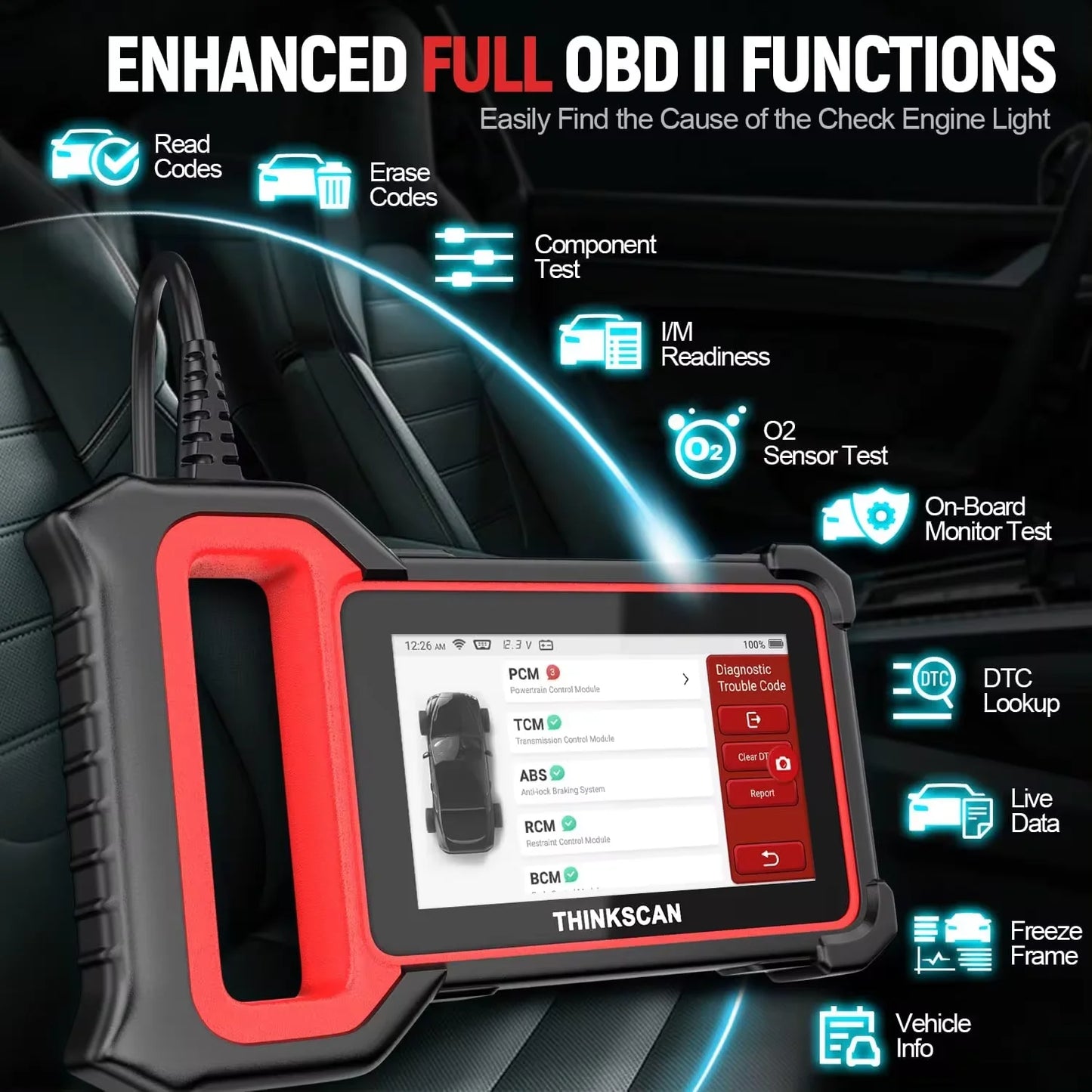 OBD2 Diagnosetool – Auto Scanner – Foutcode Lezer – Diagnose Scanner – ABS Airbag Reset – 5-Inch Touchscreen – USB Type-C