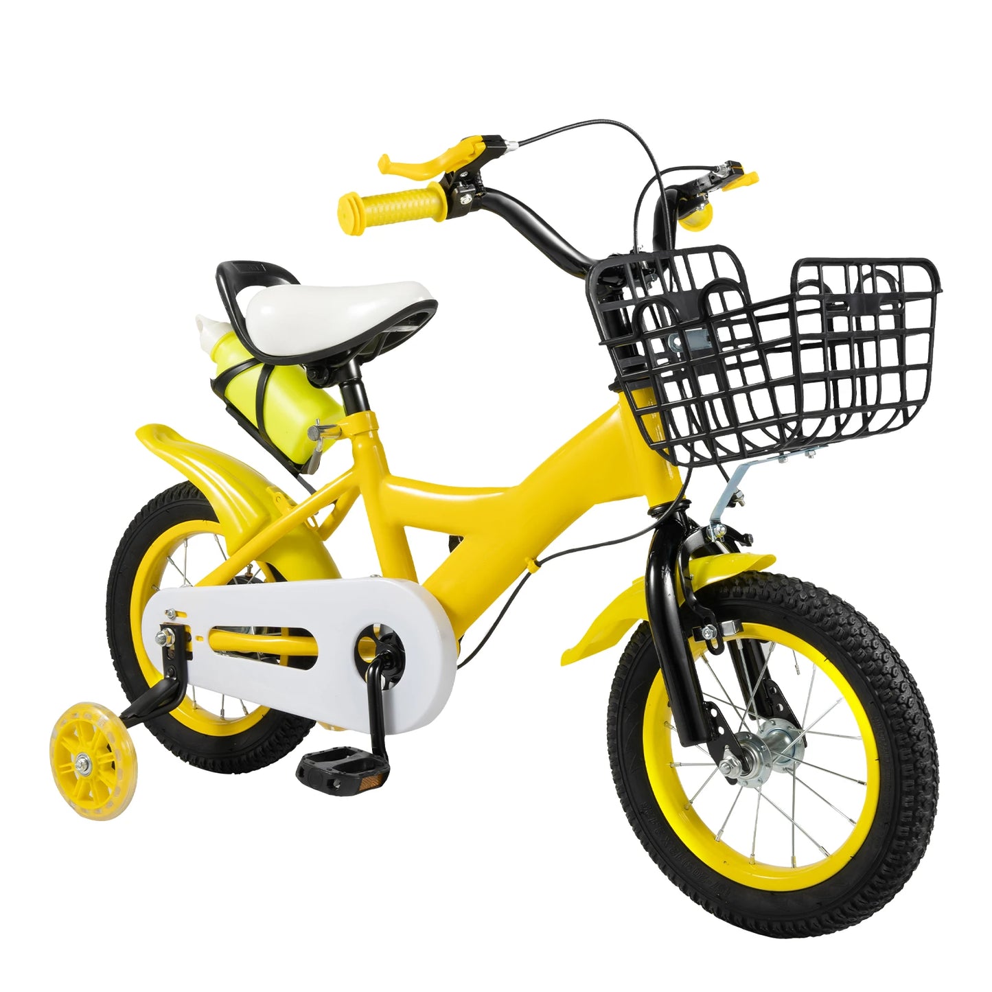 Fiets - Jongensfiets - Kinderfiets - Kinderfietsen - Fiets voor Kinderen met Verstelbare Zitting, Trainingswielen en Lichtgewicht Carbon Stalen Frame voor Stabiel Fietsen