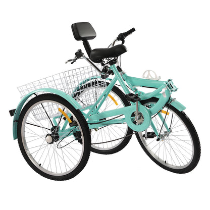 Driewieler Voor Volwassenen – Driewielerfiets – Drie Wielen – Stabiele Fiets – Stadsfiets – Hoogwaardig Koolstofstaal – 7 Versnellingen