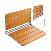 Douchekruk Inklapbaar - Opklapbare Douchestoel - Wandmontage - Opklapbare Douchebank - Ruimtebesparend - Douchestoel voor Zwangere Vrouwen - Eikenhouten Rugleuning 16in - Bruin