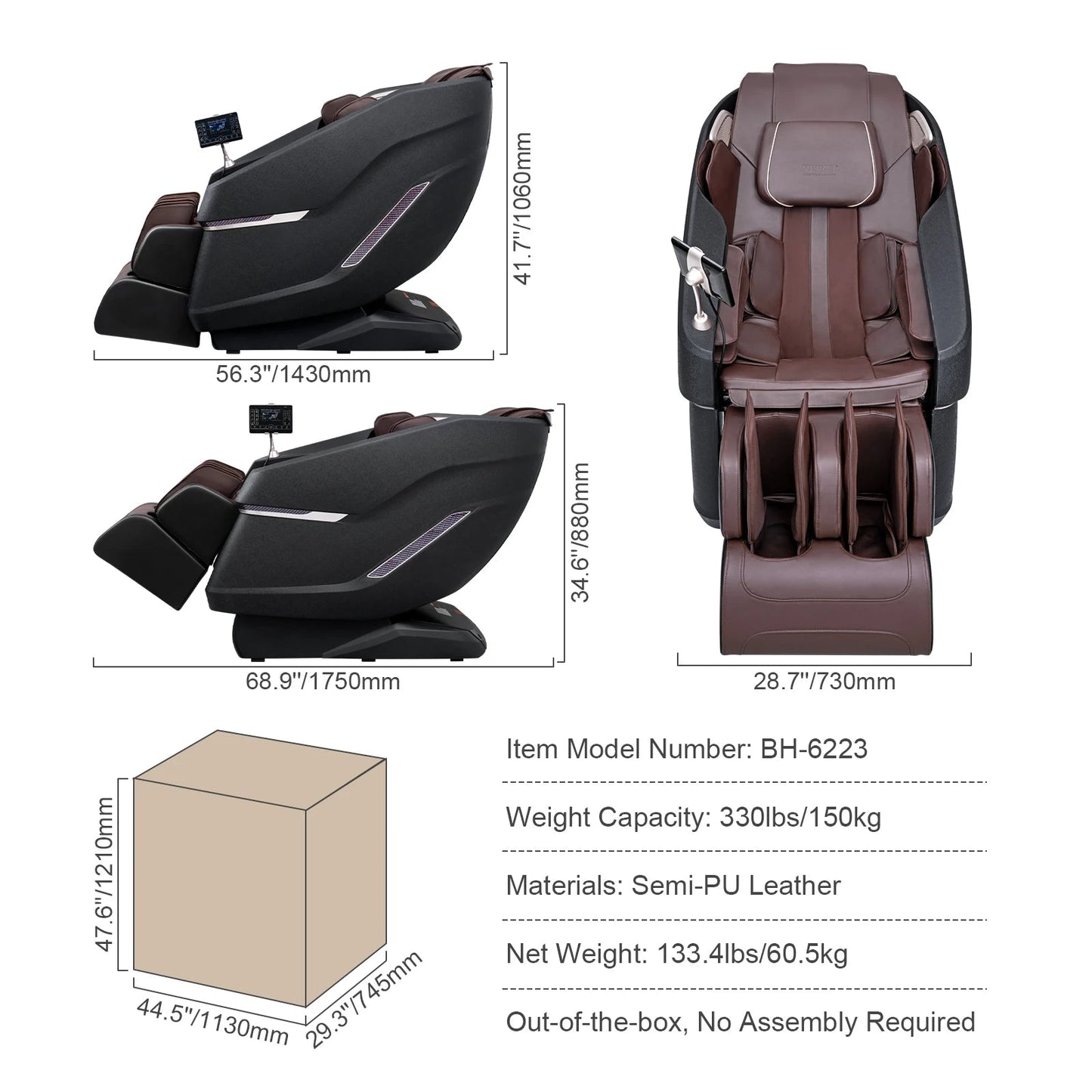 Massagefauteuil – Massagestoel – Relaxfauteuil – Ontspanningsstoel – Zero Gravity – 8 Massage-Rollers – Bluetooth-Speakers
